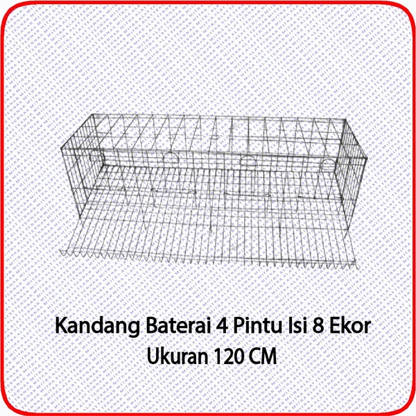 Battery Wire Cage - Laying Chicken Cage 4 Doors Contents of 8